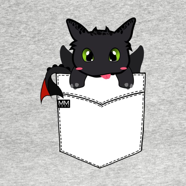 Toothless Dragon Night Fury Pouchie Shirt - In Pocket by MMTees